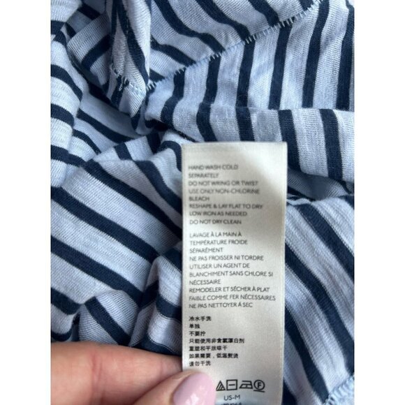 We The Free People T-Shirt Pullover Top Knit Short Sleeve Blue Striped Size M - Picture 9 of 9